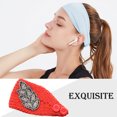 thumbnail image 4 of Crochet Headbands Winter Leaves Pattern with Hairband with Buttons. Rhinestones Elastic Head Protector Wide Warm Chunky Hair Accessories for Girls Red, 4 of 6
