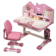 thumbnail image 2 of Trayknick Ensemble de 2 Pcs/ensemble Multi Support à Livres Élargi Bureau de Table Chaise Ensemble Motif de Dessin Animé Enfants Hauteur Réglable Tiroir d'Étude Table avec Chaise Ensemble, 2 of 13