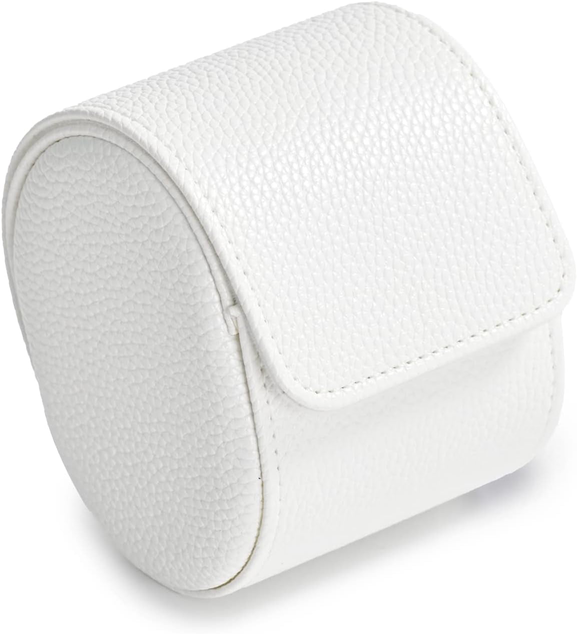 GFDYREE Watch Box PU Leather Travel Watch Case Single Watch Gift Box Portable Jewelry Watch Storage Roll Organizer (White)