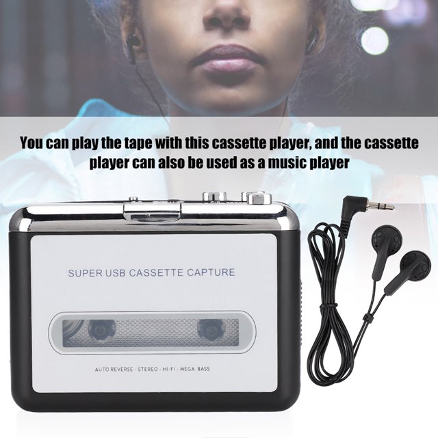 Cassette Player, Portable Tape Player Captures MP3 Audio Music Via USB, Tape Player, Battery or USB Power Supply