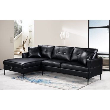 Chaise Longue Rembourrée pour Gauche, Noire