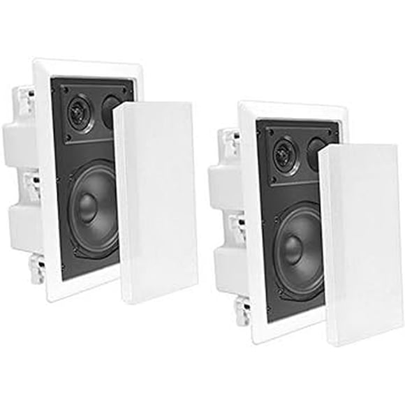 Pyle Ceiling Wall Mount Enclosed Speaker - 400 Watt Stereo In-wall / In-ceiling 8" Enclosed Full Range Deep Bass Speaker System - 50Hz-20kHz Frequency Response, 4-8 Ohm, Flush Mount