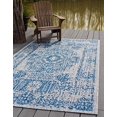 thumbnail image 2 of Unique Loom Traditional Collection Distressed Vintage Medallion Transitional Indoor and Outdoor Flatweave Area Rug, 5 x 8 Feet, Blue/Ivory, 2 of 4