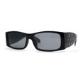 thumbnail image 3 of Womens Mod Square Rectangle Thick Temple Fashion Sunglasses All Black, 3 of 5