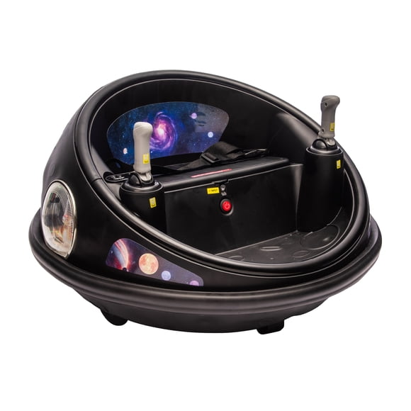 12V Kids Electric Bumper Car – 360° Spinning Ride-On Vehicle with Remote Control, LED Lights, Rechargeable Battery, Soft Bumper, Indoor/Outdoor Amusement Toy, Safe Gift – Black