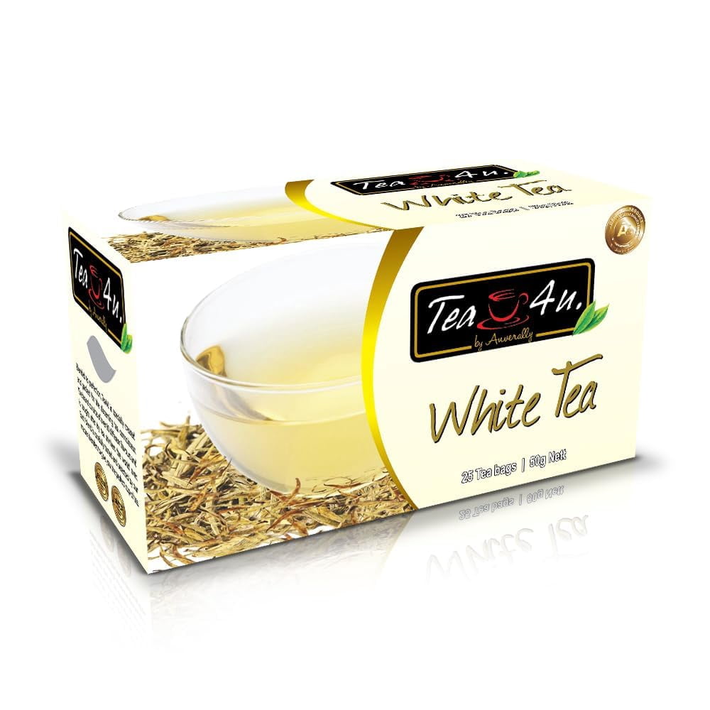 Tea4U White Ceylon Tea – 25 Tea Bags – Smooth, Fragrant Blend with Handpicked Leaves from Sri Lanka
