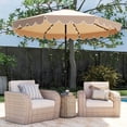 thumbnail image 4 of Costway 10 FT Solar Patio Umbrella with 24 LED Lights 8 Ribs & Tilt Adjustment Coffee, 4 of 10