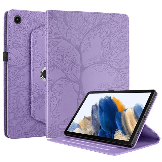 Étui Rotatif à 360 pour Samsung Galaxy Tab A9 A9+ Étui 8,7 11 Pouces 2023 Étui Embossé Arbre Funda pour Galaxy Tab A9 Housse de Tablette Violet Tab A9 8,7 Pouces