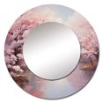 thumbnail image 2 of Designart "Pink Cherry Blossom love expression IV" Cherry Blossom Pink Large Round Mirror - Round Mirror Wall Décor - Traditional Round Printed Mirror 29" x 29" Inch, 2 of 5