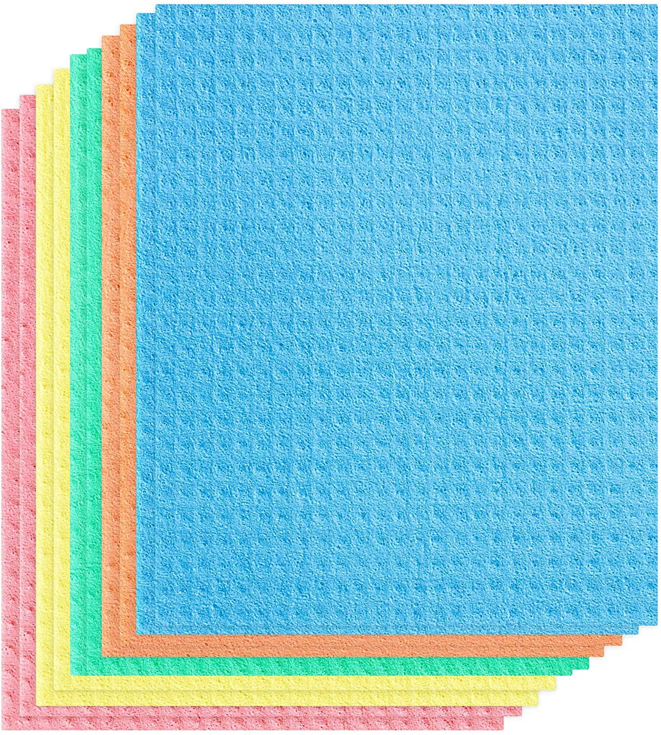 Swedish dishcloths for Kitchen, Cellulose Sponge Cloths, Reusable Kitchen Towels, Dish Cloth for Cleaning, No Odor Absorbent Kitchen sponges, Eco-Friendly Dish Towels, Random Assorted Colors