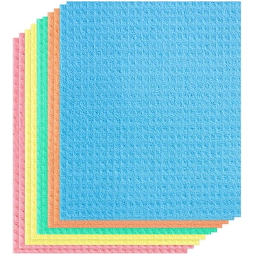 Swedish Dishcloths - 10 Pack of Cellulose Cleaning Cloths - Eco-Friendly No Odor Reusable Cellulose Sponge Cloths - Machine Washable Absorbent Cleaning Dish Cloths for Kitchen