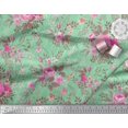 thumbnail image 3 of Soimoi Tissu en Jersey de Coton Rayé, Feuilles & Roses Imprimé Floral au Mètre 58 Pouces de Large, 3 of 3