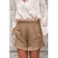 thumbnail image 1 of Women's Khaki Linen Cotton Pocketed Flutter Shorts, 1 of 13