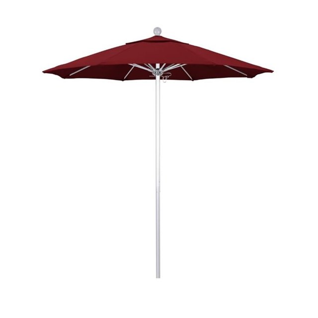 California Umbrella Venture Parasol de Marché Argenté de 7,5 Pieds en Rouge