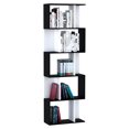 thumbnail image 1 of HOMCOM Geometric Bookcase, 5-Tier S Shaped Bookshelf, Black and White, 1 of 10