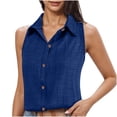 thumbnail image 1 of Besolor Women's Summer Tank Tops Collared Sleeveless Button down Shirts Casual Loose Work Business Blouse, 1 of 6