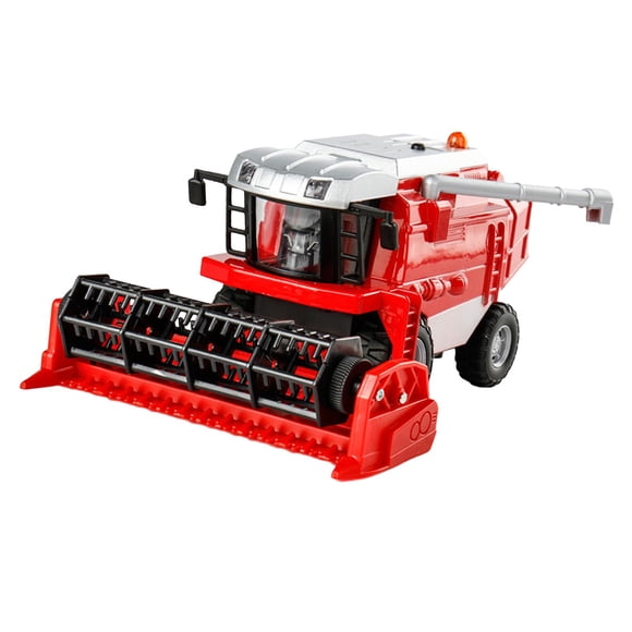 HILABEE Combine Harvester Simulation with Frontloader Farm Toy with Light Small Farm Car Red