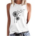 thumbnail image 1 of PVCS Women Dandelions Print Tank Fit O-Neck Sleeveless Block Shirts Tunic Tee Tops, 1 of 9