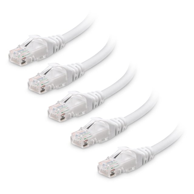 Cable Matters 10Gbps 5-Pack Snagless Cat 6 Ethernet Cable 8 ft (Cat 6 Cable Cat6 Cable Internet Cable Network Cable) in White