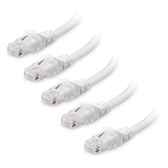 Cable Matters 10Gbps 5-Pack Snagless Cat 6 Ethernet Cable 8 ft (Cat 6 Cable Cat6 Cable Internet Cable Network Cable) in White