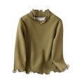thumbnail image 1 of MeetoTime Chemise de Base pour Enfants Col à Volants Couleur Unie Manches Longues Col Rond Vêtements d'Automne Hiver pour Enfants, 1 of 5