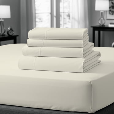 100% Cotton Bed sheets, Deep Pocket, Wrinkle Resistant, Soft & Smooth Sateen 3-Piece, Twin Arctic White by Color Sense