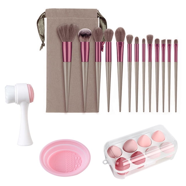 13pcs Makeup Brushes Kit With Wood HandleEyeshadow Brush Makeup Sponge Set Beauty Tools With Storage Bag