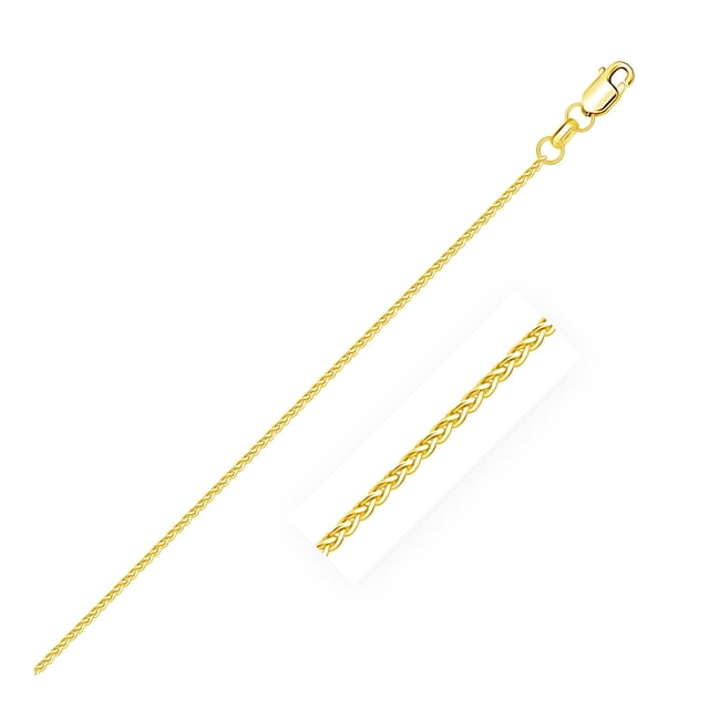 14k Yellow Gold Diamond Cut Round Wheat Chain 1.1mm 16 in