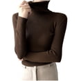 thumbnail image 1 of Yuyuzo Sweaters for Women Long Sleeve Turtlenecks Ribbed Knit Comfy Slim Fitted Basic Pullover Tops, 1 of 5
