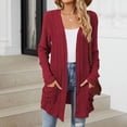 thumbnail image 4 of Gubotare Cardigans pour Femmes Légers à devant Ouvert Cardigans Décontractés Amples Chandail d'Automne 2025 avec Poches (Vin,G), 4 of 7