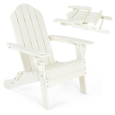 Patiojoy Chaise Adirondack Pliante Chaise Adirondack d'Extérieur Chaise Longue Résistante aux Intempéries Chaise pour Foyer pour Cour Arrière Véranda au Bord de la Piscine Blanc