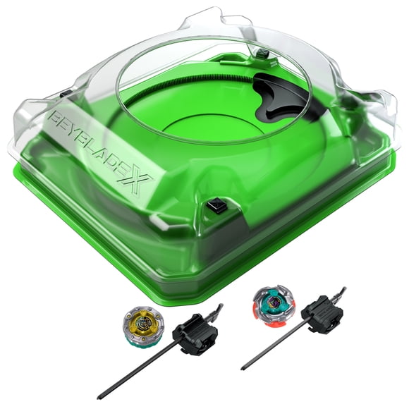Beyblade X Sneak Attack Battling Top Set with Green Beystadium Arena, 2 Right-Spinning Battling Tops, 2 Launchers, Ages 8 and up