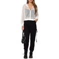 thumbnail image 2 of INSPIRE CHIC Ribbed Cuffs Jacket for Women Hoodie Mesh Bomber Jacket L White, 2 of 6