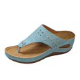 thumbnail image 1 of Women Fashion Open Toe Slide Sandals 5.8cm Heel Openwork Pattern PU Material Comfortable Casual Summer Slippers, 1 of 8