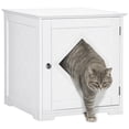 thumbnail image 1 of PawHut Cat Litter Enclosure End Table with Magnetic Door, White, 1 of 10