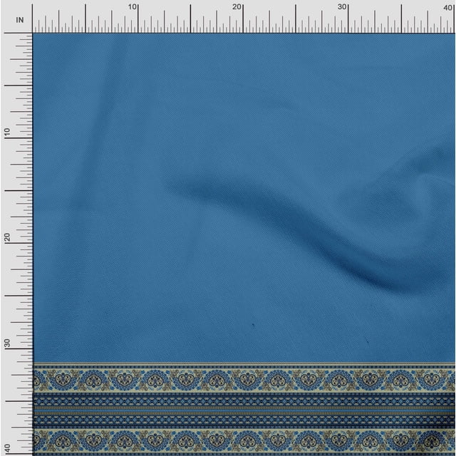 Soimoi Rayon Crepe Fabric Dot & Swirl Panel Printed Fabric 1 Yard 46 Inch Wide