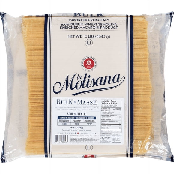 Molisana No.16 Spaghetti Bulk 10lbs - Premium 100% Durum Wheat Semolina Pasta