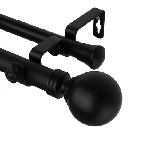 Rod Desyne Inc 100-01-282-D Inc Desyne Tringle à Rideaux Double Globe de 1 Pouces, 28-48 Pouces, Noir