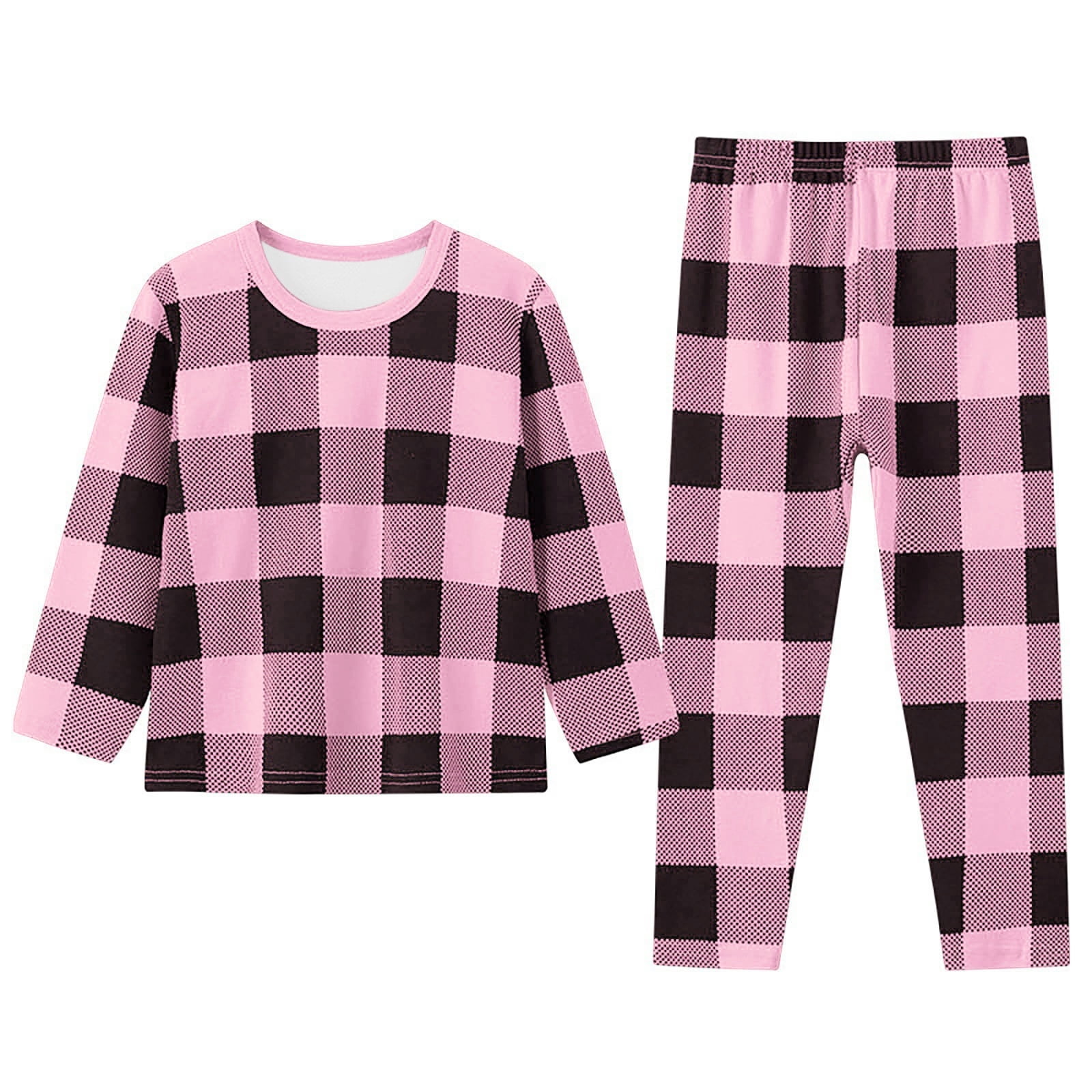 WEAIXIMIUNG Tout-Petits Enfants Bébés Garçons Filles Pyjamas à Carreaux Imprimés Manteaux d'Hiver Pantalons Ensembles Tenue 2-3 Ans
