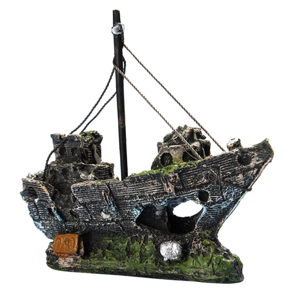 Ship Boat View Aquarium Rockery Hiding Cave Tree Fish Tank Ornament Decoration