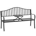 thumbnail image 1 of Outsunny Outdoor Bench with Retractable Middle Table for Patio Loveseat - Set of 1 Black, 1 of 9