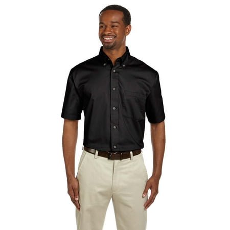 Harriton Chemise à Manches Courtes en Sergé pour Hommes Easy BlendTM avec Libération de Taches
