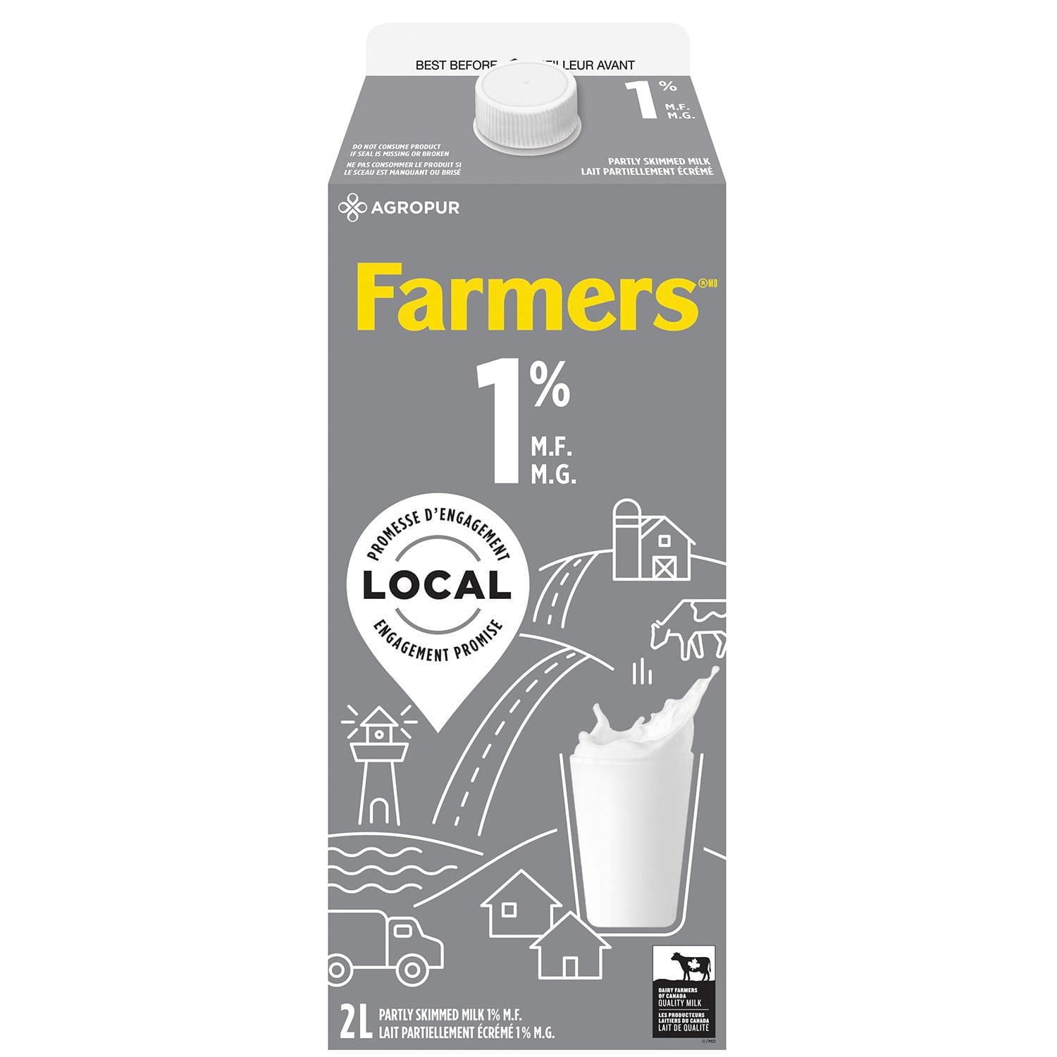 Farmers Partly Skimmed 1% Milk 2L