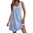 thumbnail image 1 of Timegard Robes pour Femmes Col en V Été Décontracté Robes T-Shirt Sortie de Plage Robe Débardeur avec Poches, 1 of 7