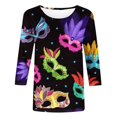 thumbnail image 4 of Outfmvch Chemises Mardi Gras pour Femmes, Manches 3/4 Hauts pour Femmes, Tenue Mardi Gras pour Femmes, Blouses pour Femmes, Hauts d'Entraînement pour Femmes, Tunique Graphique de Carnaval Manches 3/4 Col Rond Blouse Gris Foncé m, 4 of 5