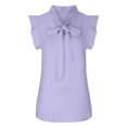 thumbnail image 4 of Timegard Womens Tops Ruffle Cap Sleeve V Neck Lightweight Solid Color Work Office Casual Tops Summer, 4 of 6