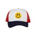 thumbnail image 2 of Gravity Threads Smile Face Embroidery Trucker Hat, Smile White/Red/Navy, 2 of 2