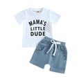 thumbnail image 1 of Gupgi 2Pcs Baby Boy Clothes Short Sleeve Letters Print T Shirt Elastic Waist Pockets Shorts Set, 1 of 9