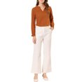 thumbnail image 2 of INSPIRE CHIC Women's Ruffle V Neck Swiss Dots Hollow Out Blouse M Brown, 2 of 6