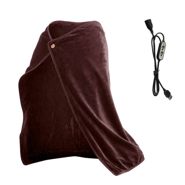 USB Powered Heated Shawl Pad Flannel Blanket with Adjustable Warmth for Travel Car and Home Use